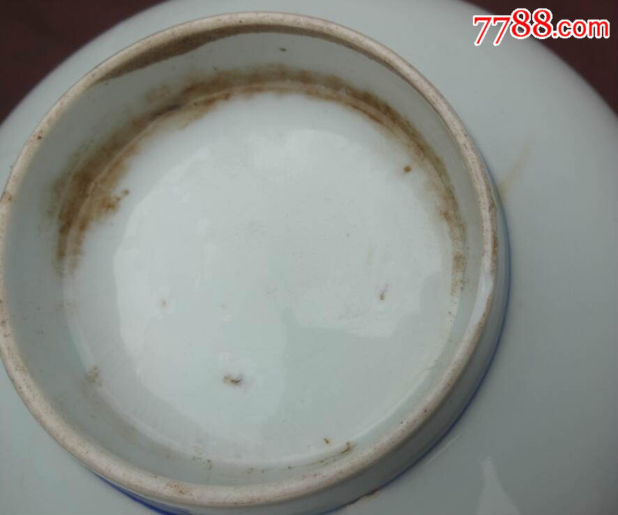 清民国蓝边青花大碗