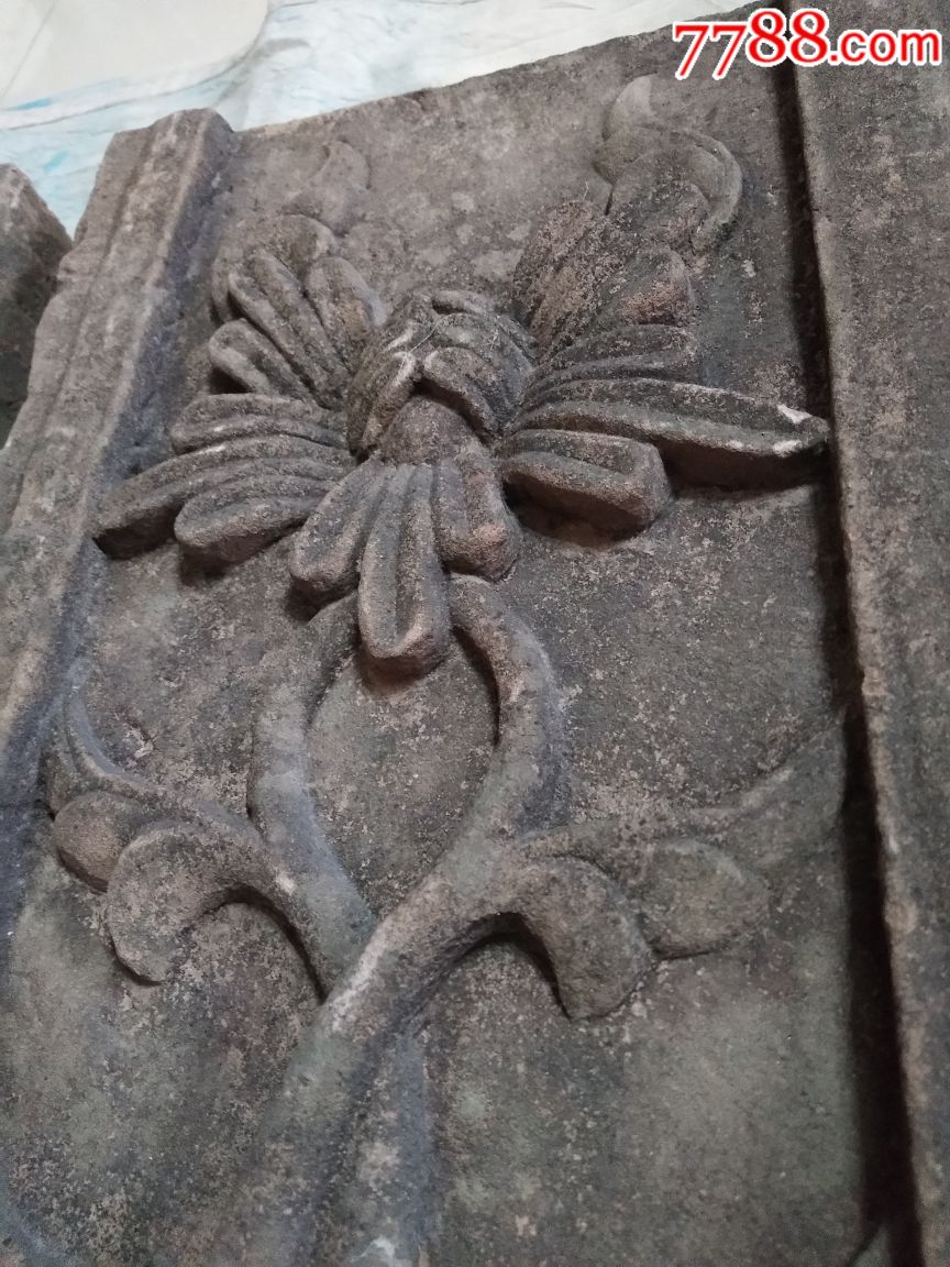 浮雕花瓶一对;老石雕老物件收藏品