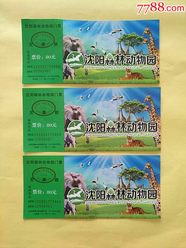 沈阳森林动物园门票多张合售(含一张半价票和一张观光