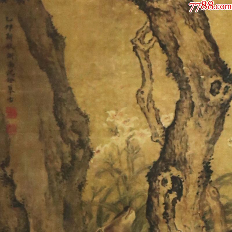 沈铨麋鹿绢画古代中堂画风景山水人物餐客厅名人字画装饰画