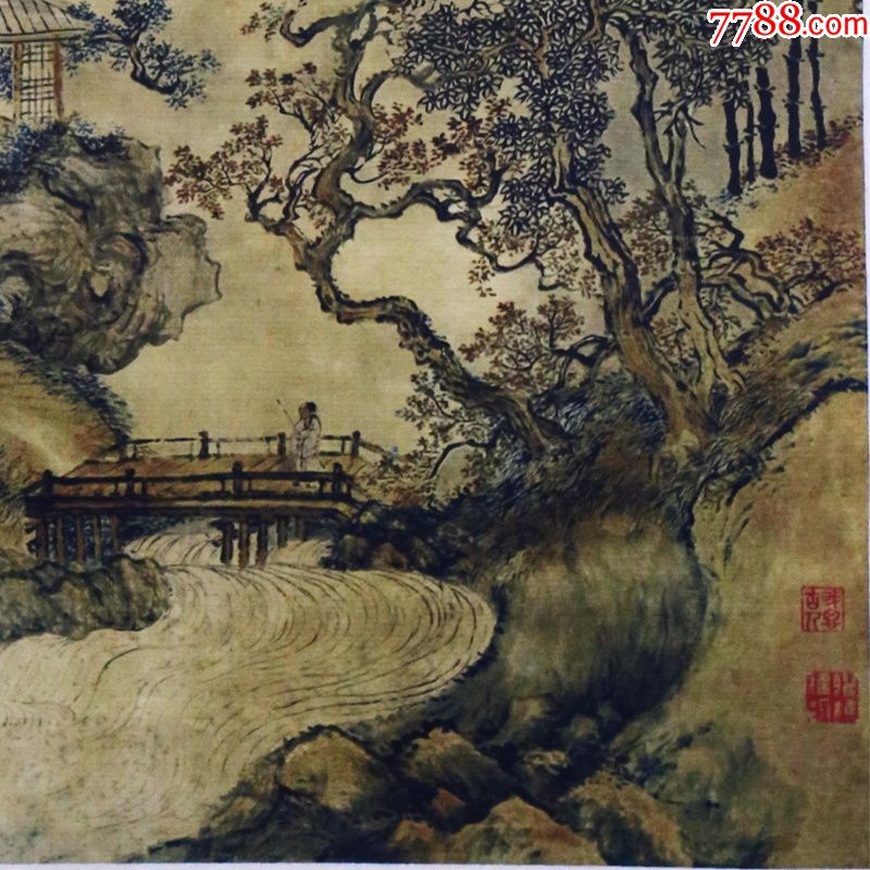王翚夏五吟梅图绢画古代中堂画风景山水人物餐客厅名人字画装饰画