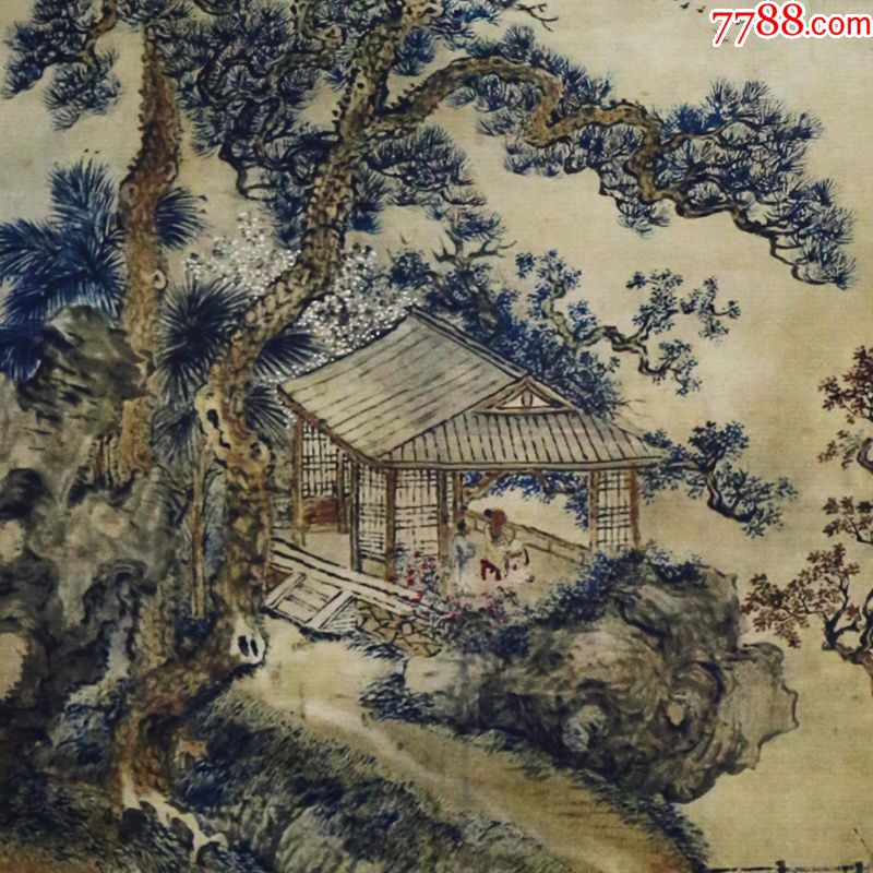 王翚夏五吟梅图绢画古代中堂画风景山水人物餐客厅名人字画装饰画