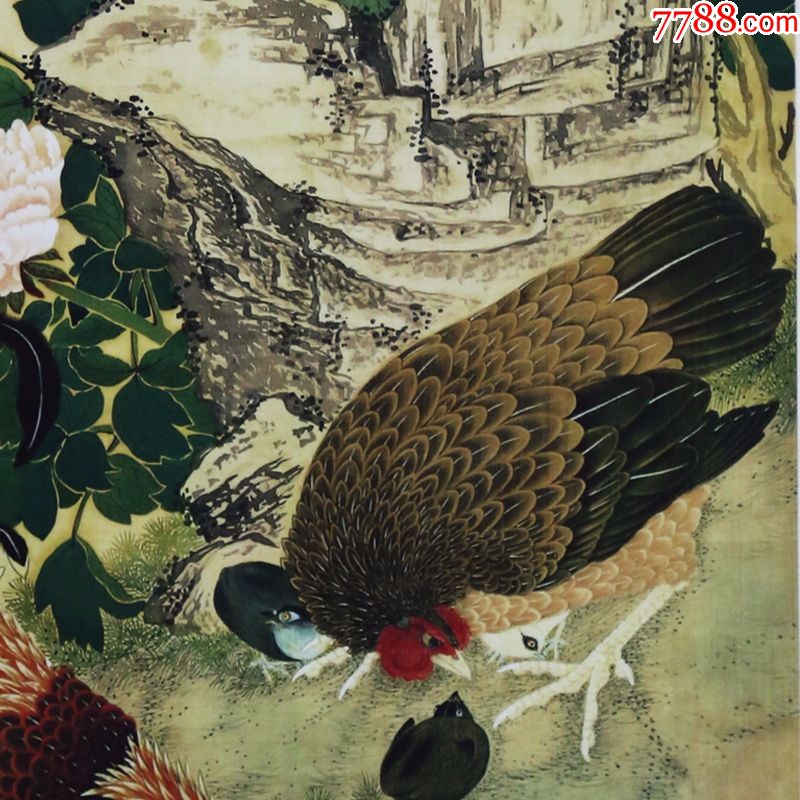 富贵吉庆图绢画古代中堂画风景山水人物餐客厅名人字画装饰画