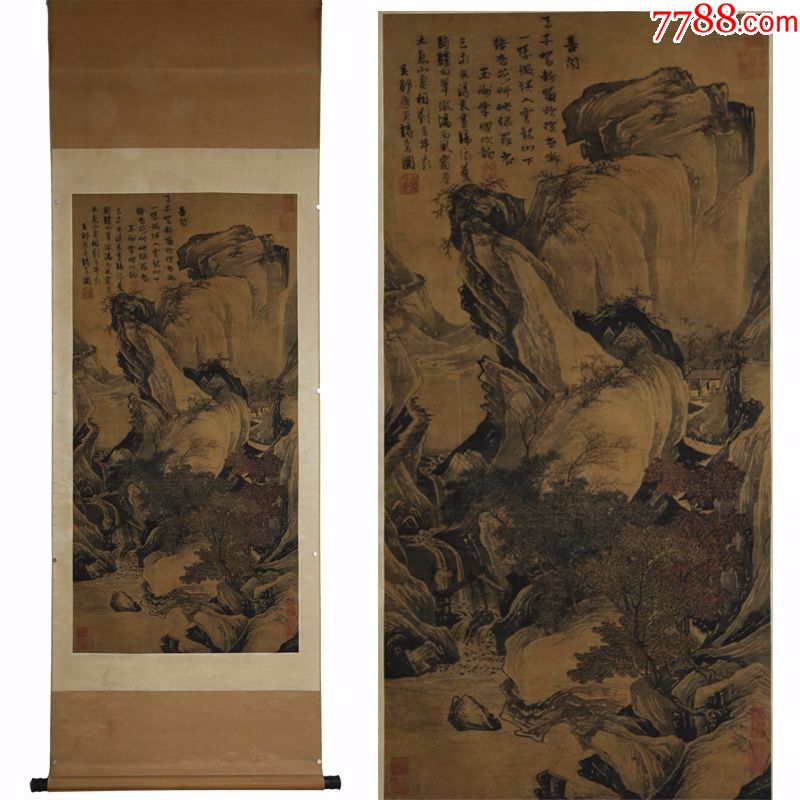 唐寅骑驴归思图绢画古代中堂画风景山水人物餐客厅名人字画装饰画