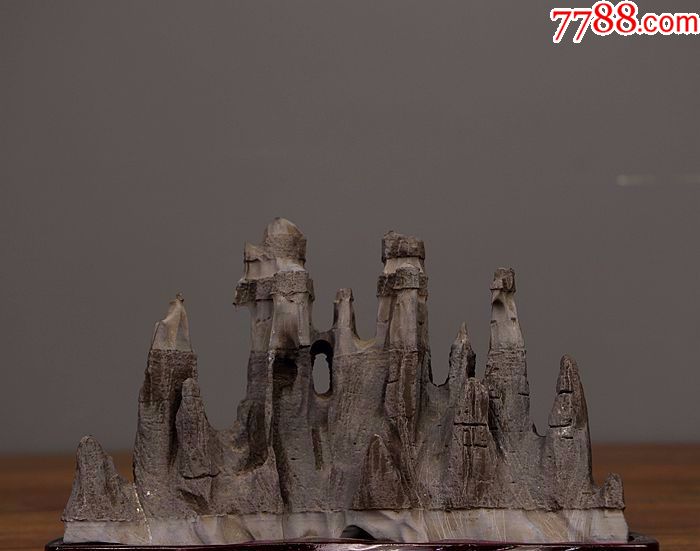 奇石太湖石灵璧石案头摆件英石墨石山形石笔架山【幽兰石】02