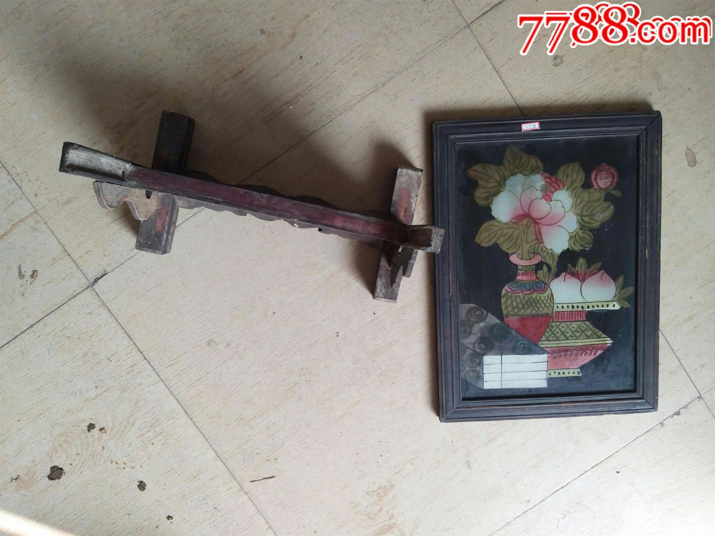 民国老物件博古图玻璃画镜子79pdg_价格268.