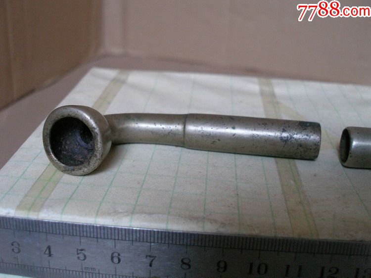 清代白铜烟嘴烟斗一套(古董古玩民俗老货怀旧收藏/铜烟具烟锅)