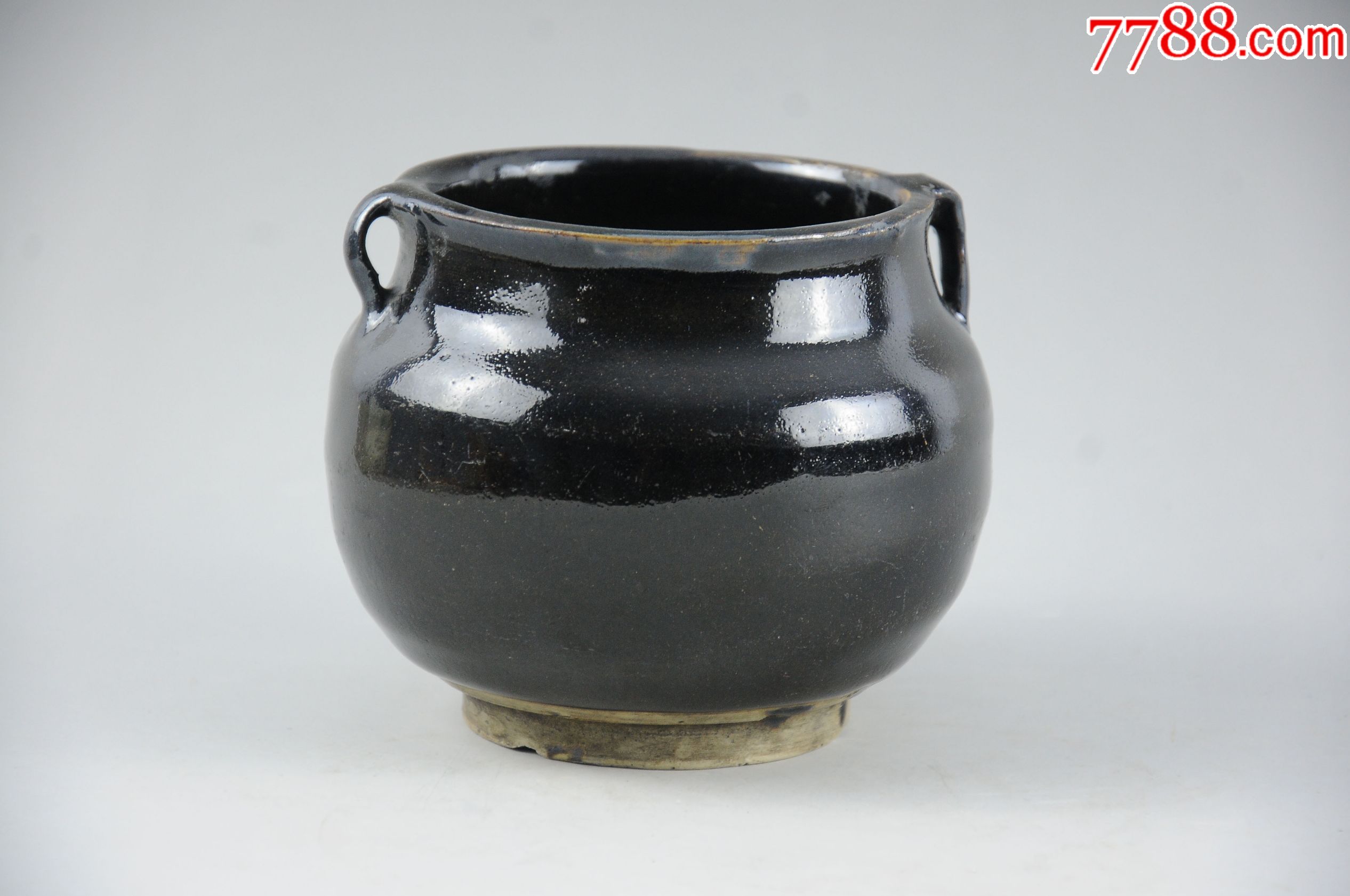 清代黑釉双耳小罐瓷器磁州窑老瓷器包老包真古董古玩收藏品艺术品