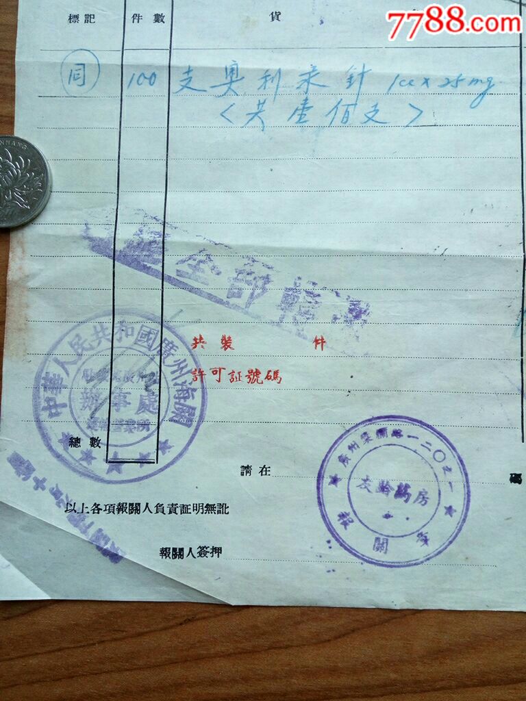 友龄药房运送药品海关出口报关单