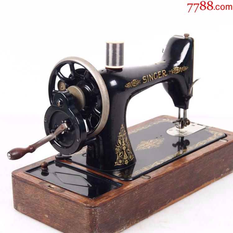 1929年英国苏格兰产古董胜家singer手摇缝纫机带箱配件全9品