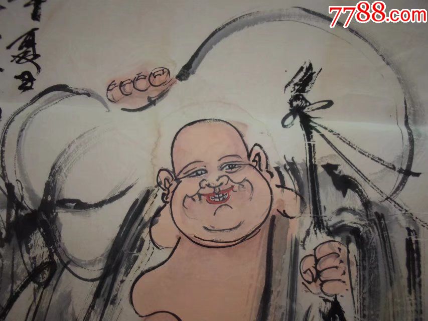 水墨人物佛像神仙画弥勒佛布袋和尚画写意文人画,墨道