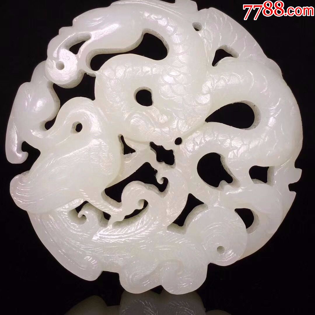 和田玉龙凤玉佩挂件