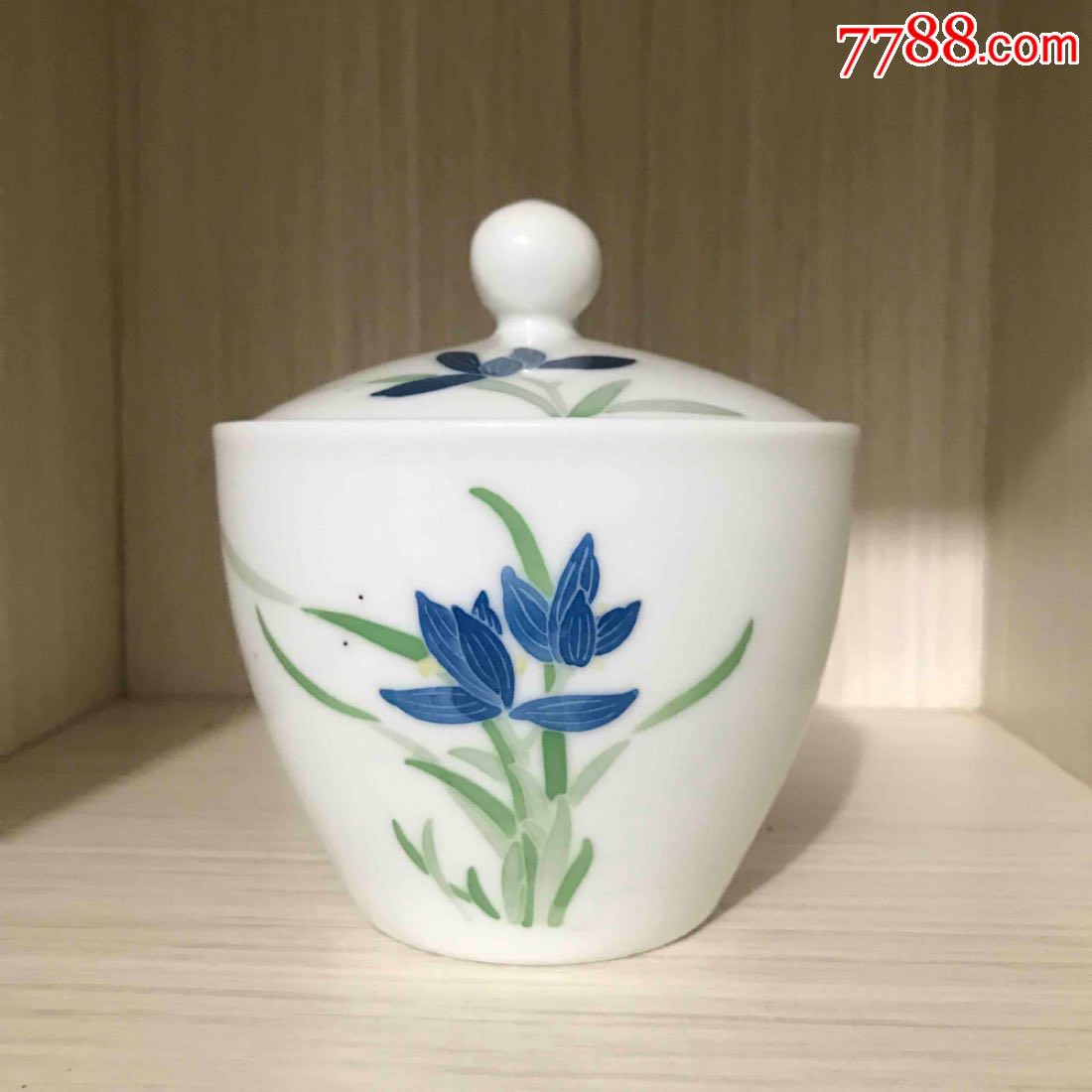 醴陵老瓷器釉下五彩兰草茶叶罐一件