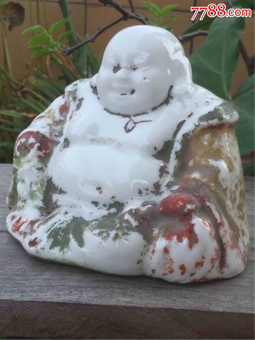 文革后老瓷器/白瓷彩绘佛像摆件!包浆老,处理出售
