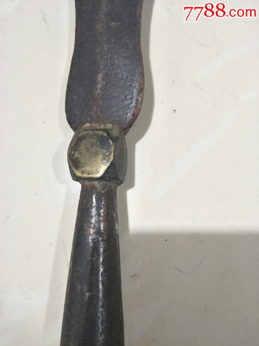 收到老物件铜箍红缨枪头包老包真