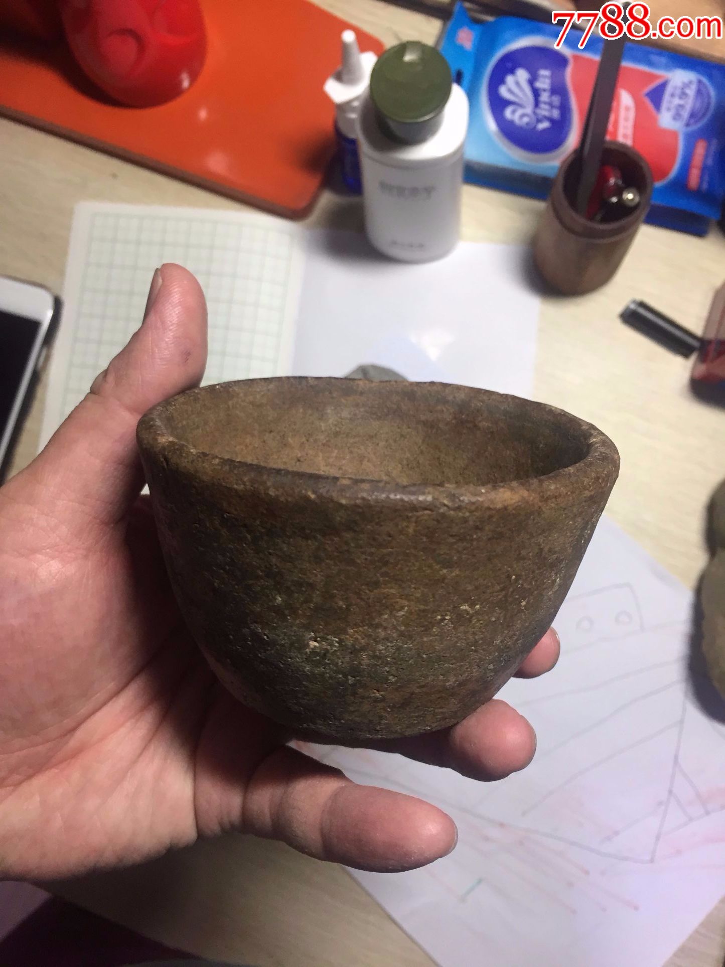 沙漠捡的夹砂陶杯一件