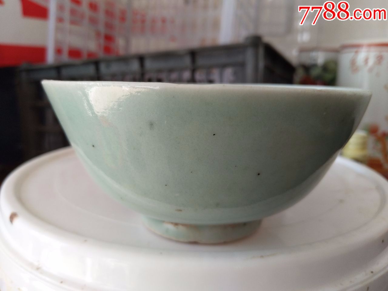 古董古玩瓷器民俗清朝老旧物件豆青釉碗豆绿鸭蛋绿碗绿釉碗711lya2