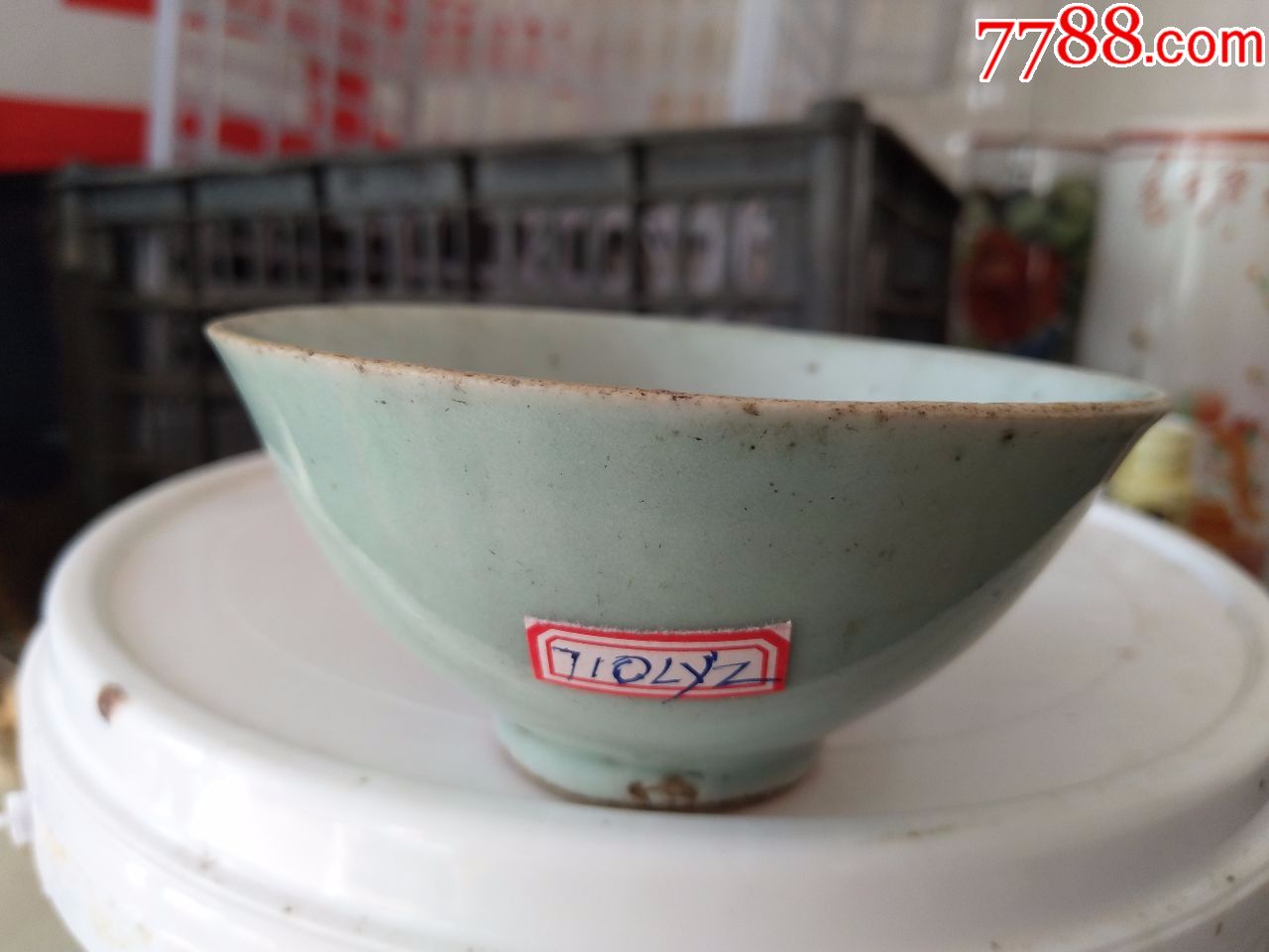 古董古玩瓷器民俗清朝老旧物件豆青釉碗豆绿鸭蛋绿碗绿釉碗710lyz