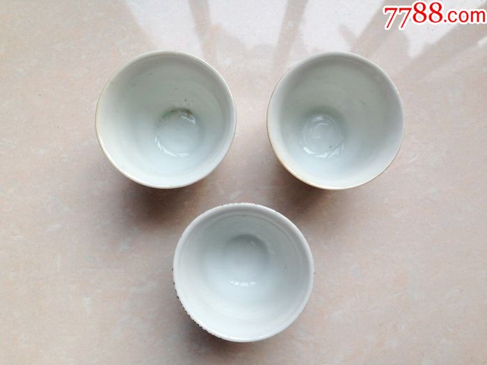 三个小巧清雅的粉彩梅花小杯子文革茶杯茶盅酒杯酒盅【丁一晚清民国瓷