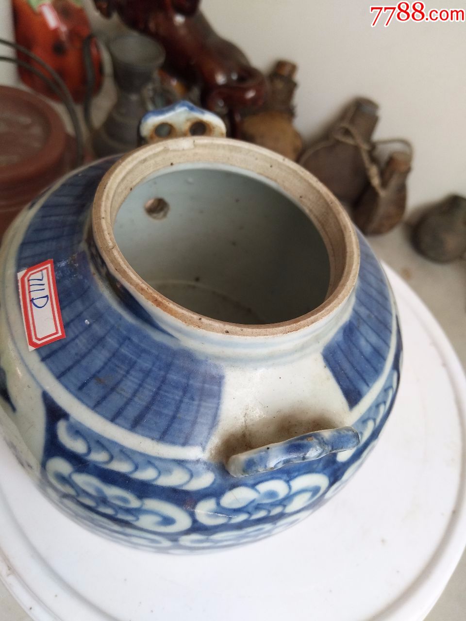 古董古玩瓷器民俗保真包老清朝老旧物件青花瓷茶壶民国茶壶711d