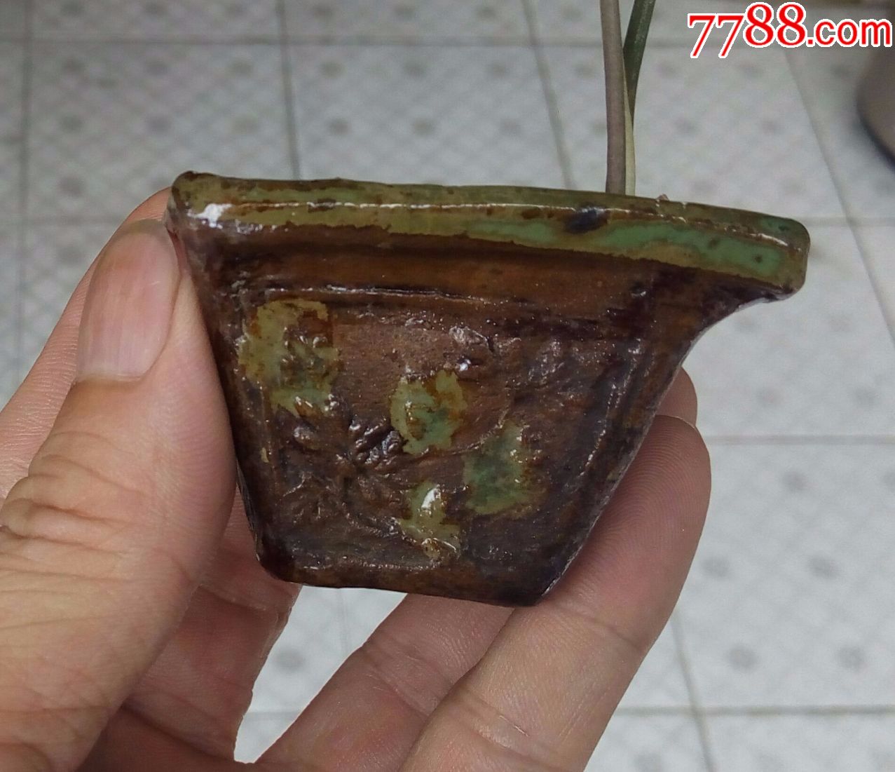 清末四方形小花盆