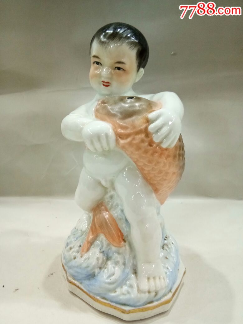 文革雕塑景德镇抱鱼五六十年代