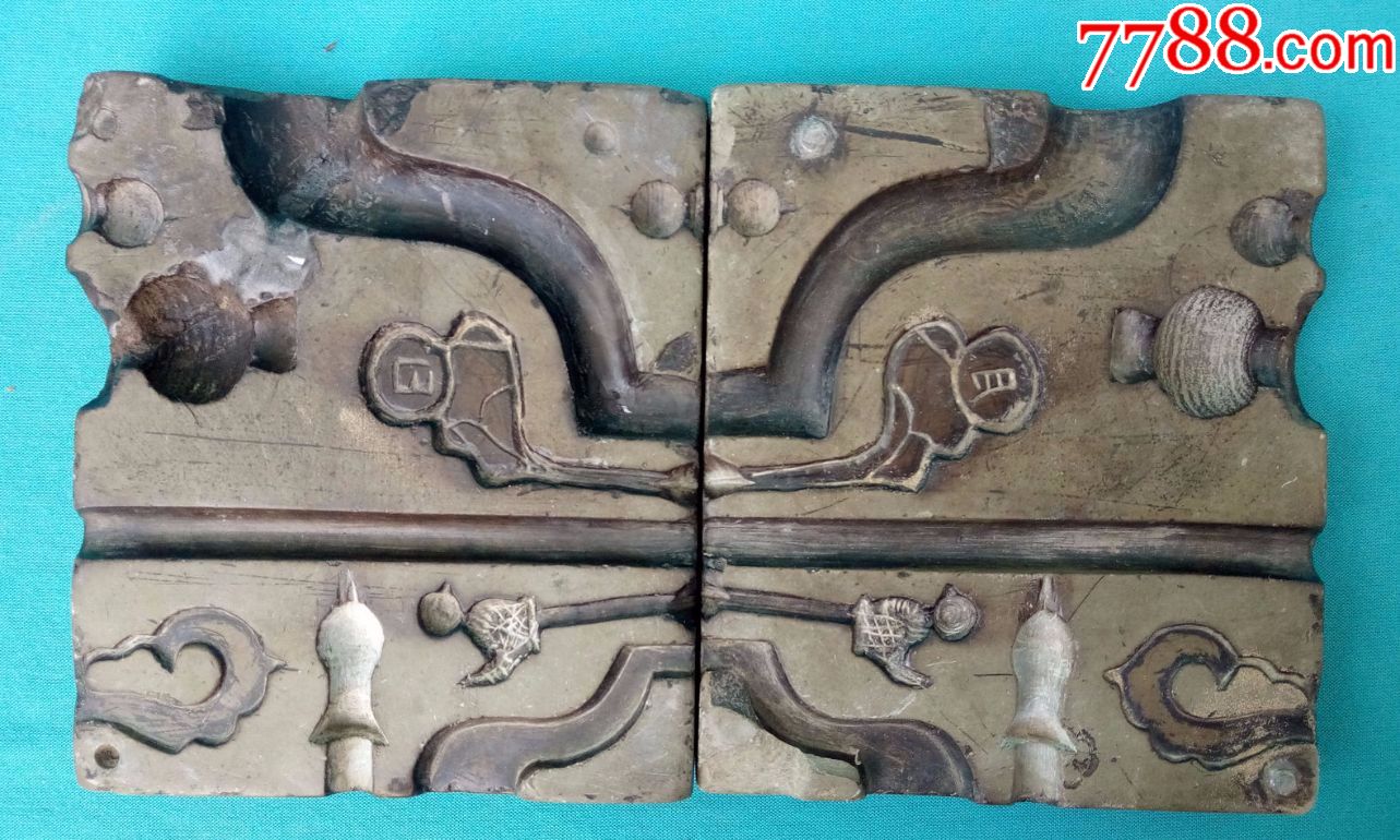 清代石雕银器模具双面雕刻