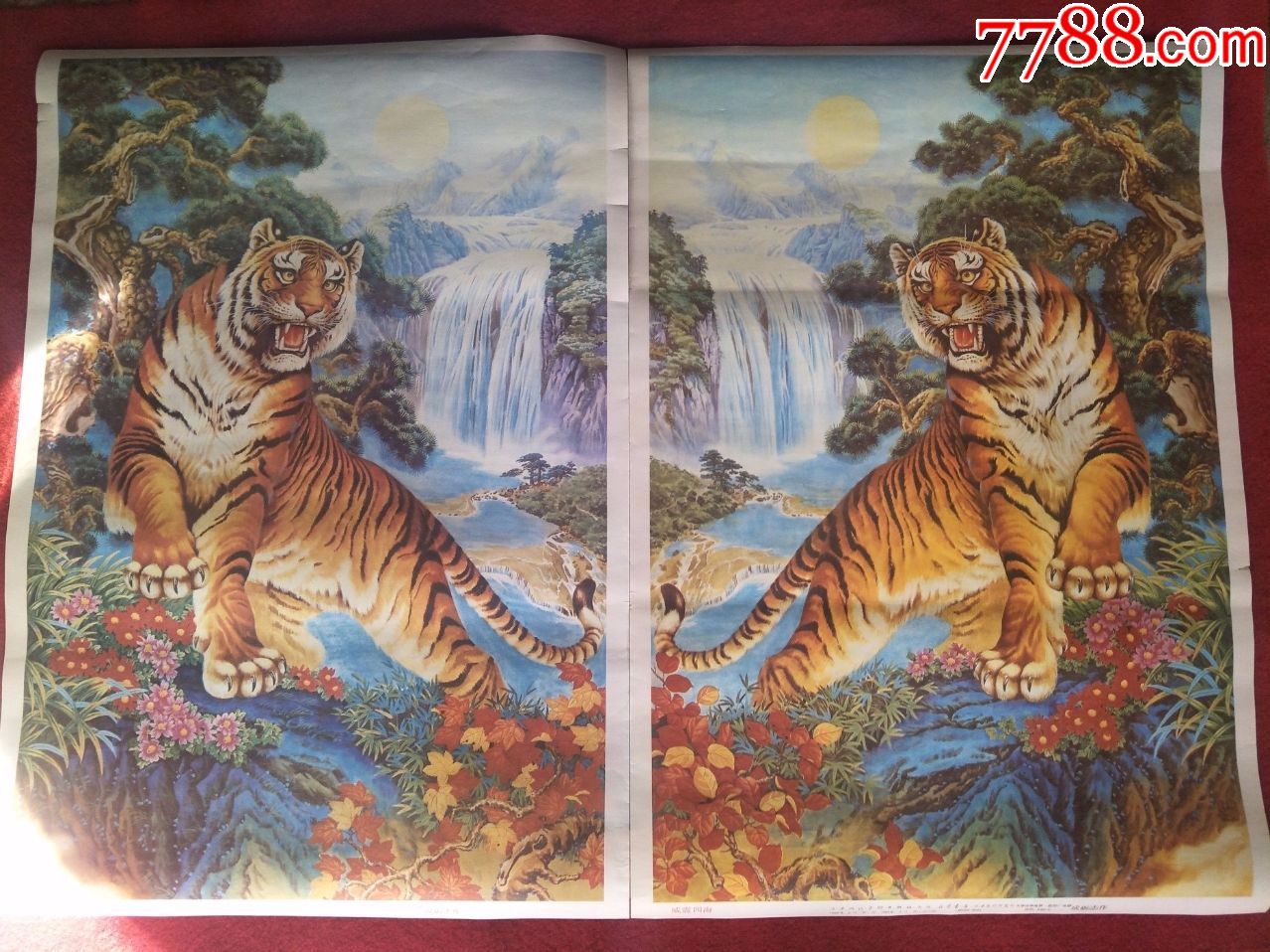 怀旧收藏年画2开《威震四海》对虎作者成砺志天津人民