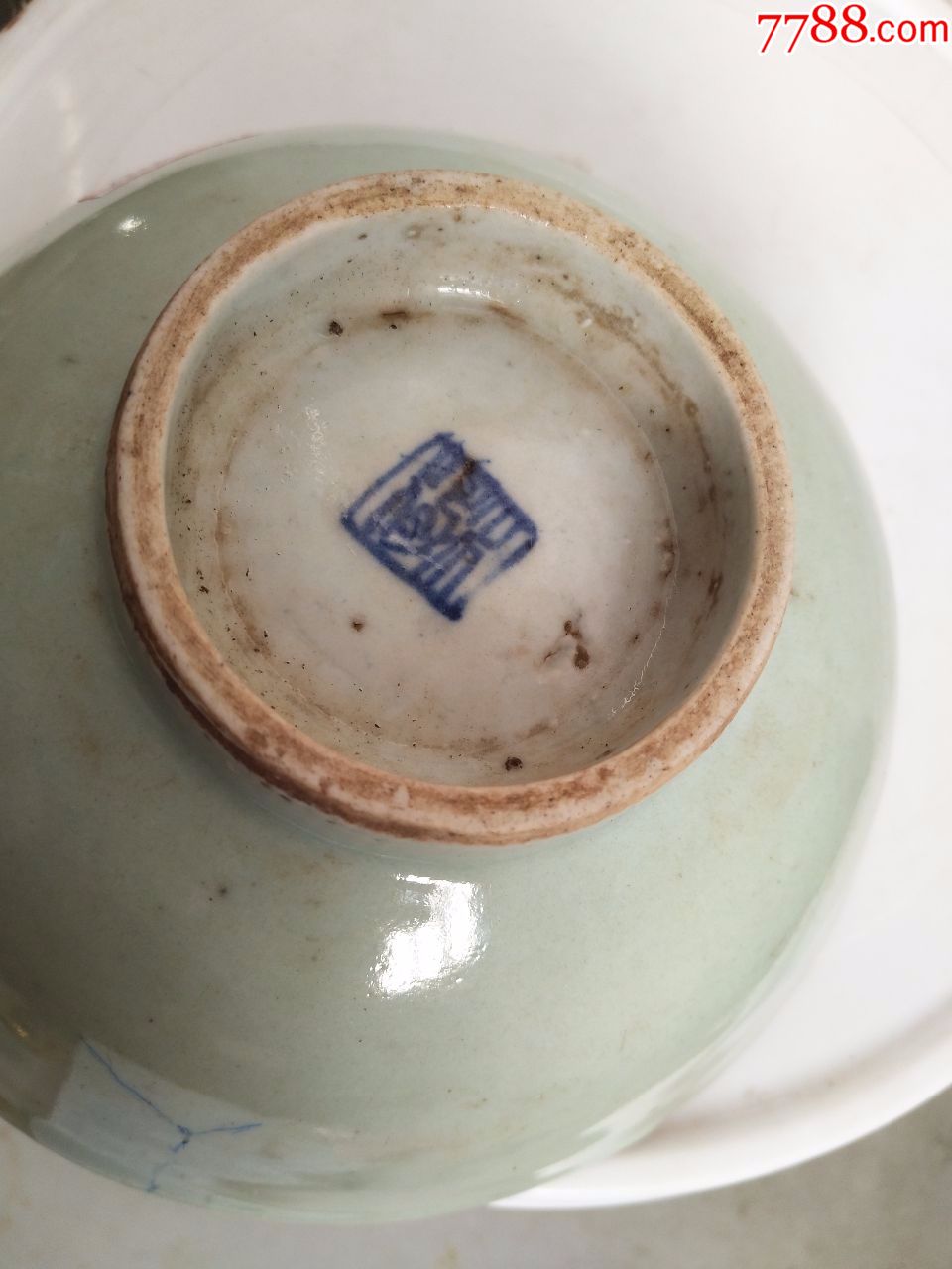 古董古玩瓷器民俗清朝老旧物件豆青釉大碗豆绿鸭蛋绿碗711b2_价格39.