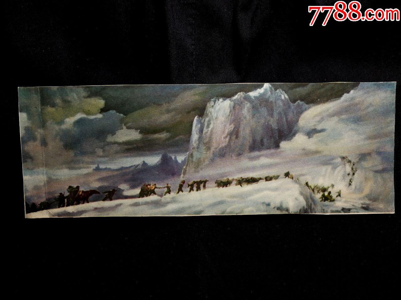 怀旧宣传画唤醒童年梦红军过雪山油画尺寸255x90公分