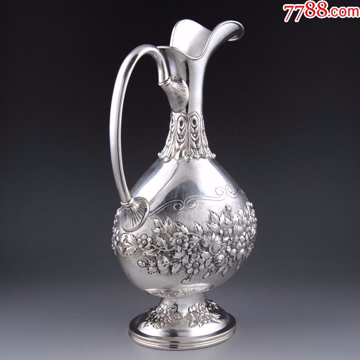 约1000克欧洲925银精美雕花红酒壶/宴会酒壶近新品西洋古董银器