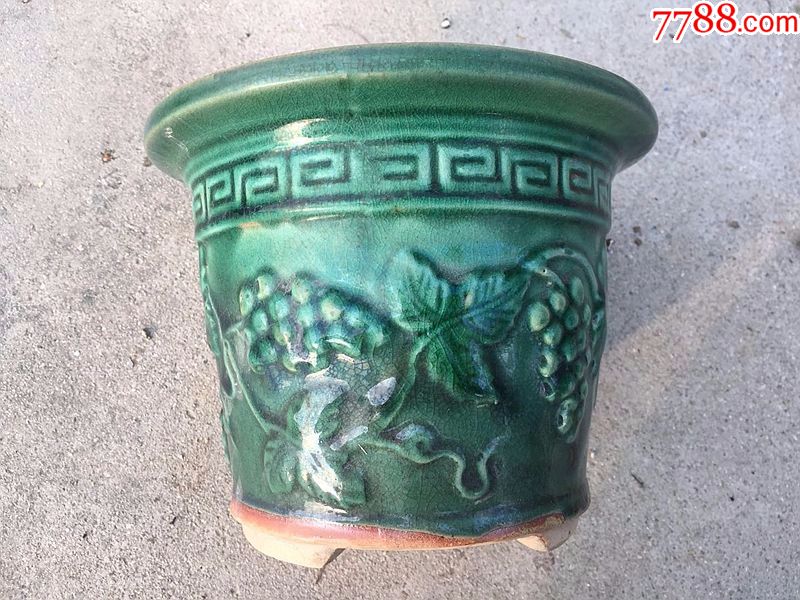 旧绿釉花盆单个_花盆/花器_四海杂货店【7788收藏