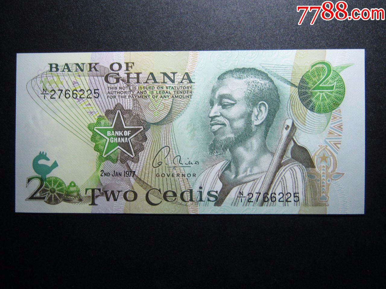 加纳2塞地1977年全新UNC外国钱币保真