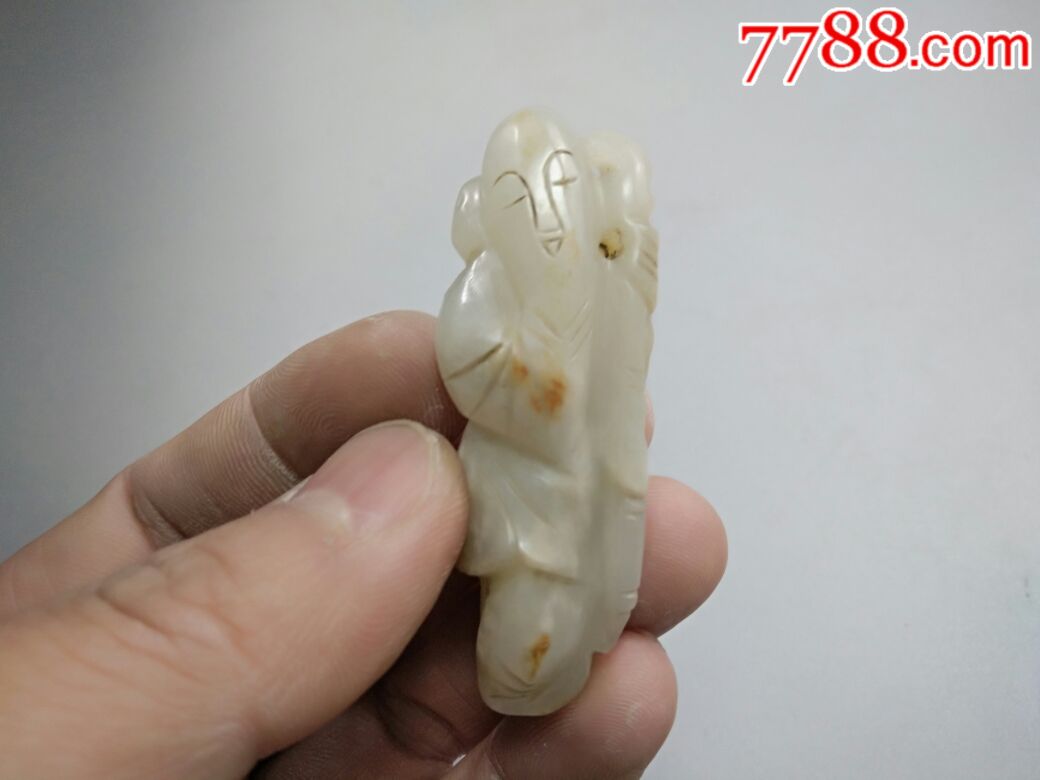 清代和田玉雕寿星老坠子,和田白玉,老玉