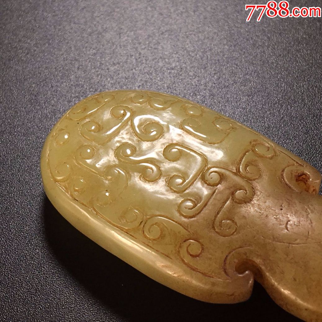 古玉雕和田玉鸡心佩螭龙玉韘古代玉器收藏古代玉佩挂件挂饰老玉