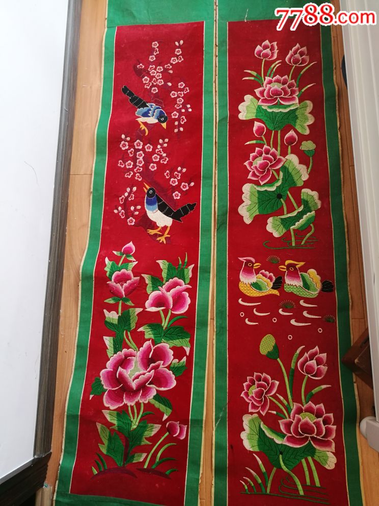 清代老刺绣装裱成的书画两幅_织锦画_收藏楼【7788