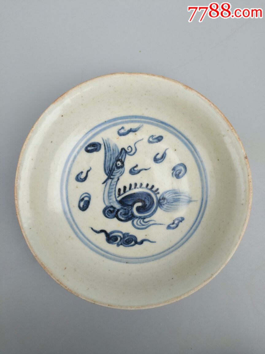 明代麒麟望月青花盘4个