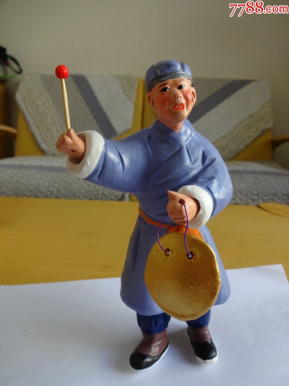 天津泥人张彩塑--敲锣老人_泥人张/泥塑【画中景】_第5张_7788老玩具