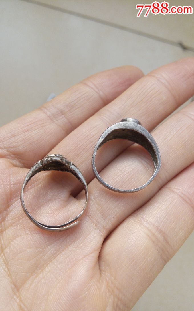 民国银戒指老银饰品老戒指两款老银戒指怀旧银饰收藏