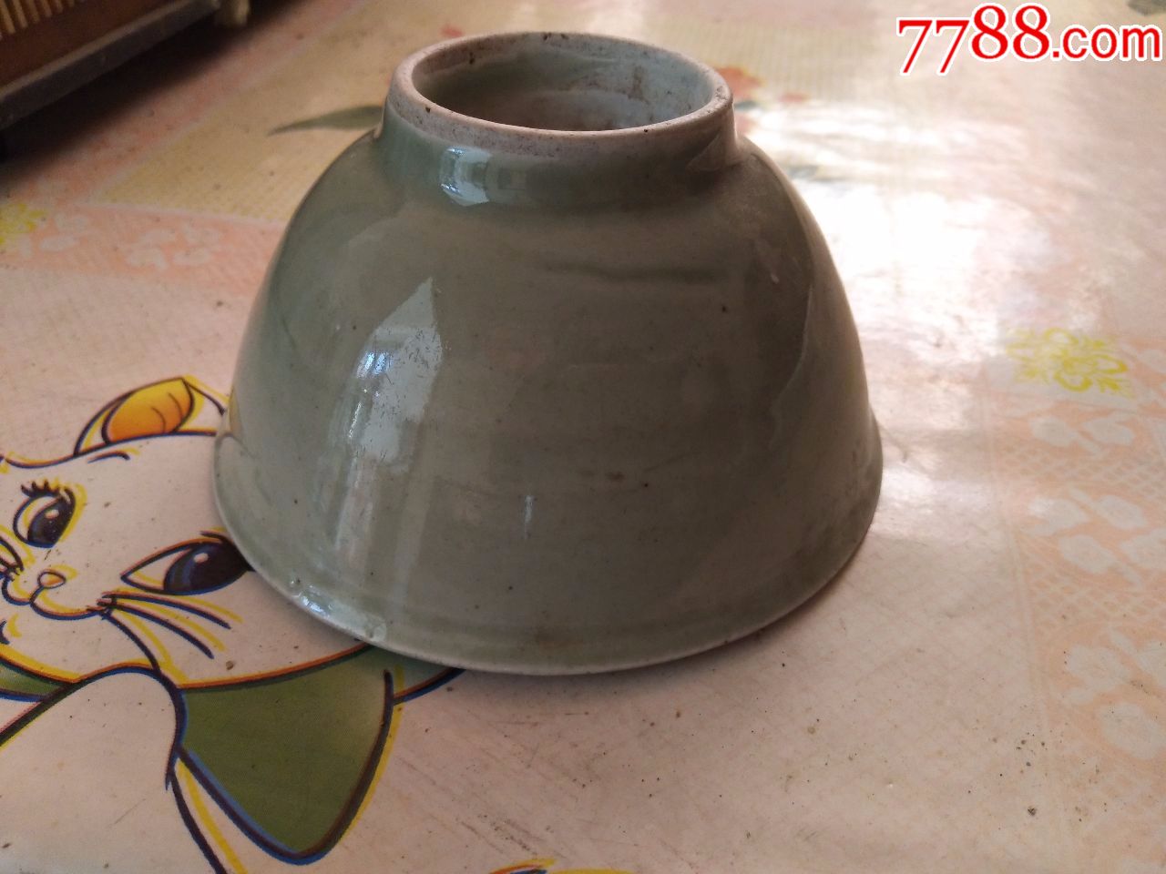 古董古玩瓷器民俗保真包老清朝老旧物件天青釉碗清朝瓷碗清朝老碗712a