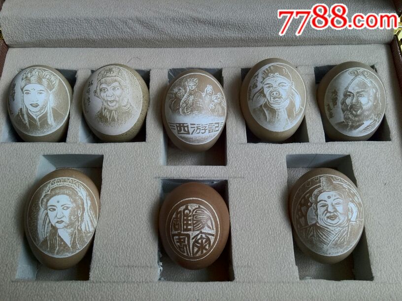 甘凤豪鸡蛋雕刻作品西游记一套