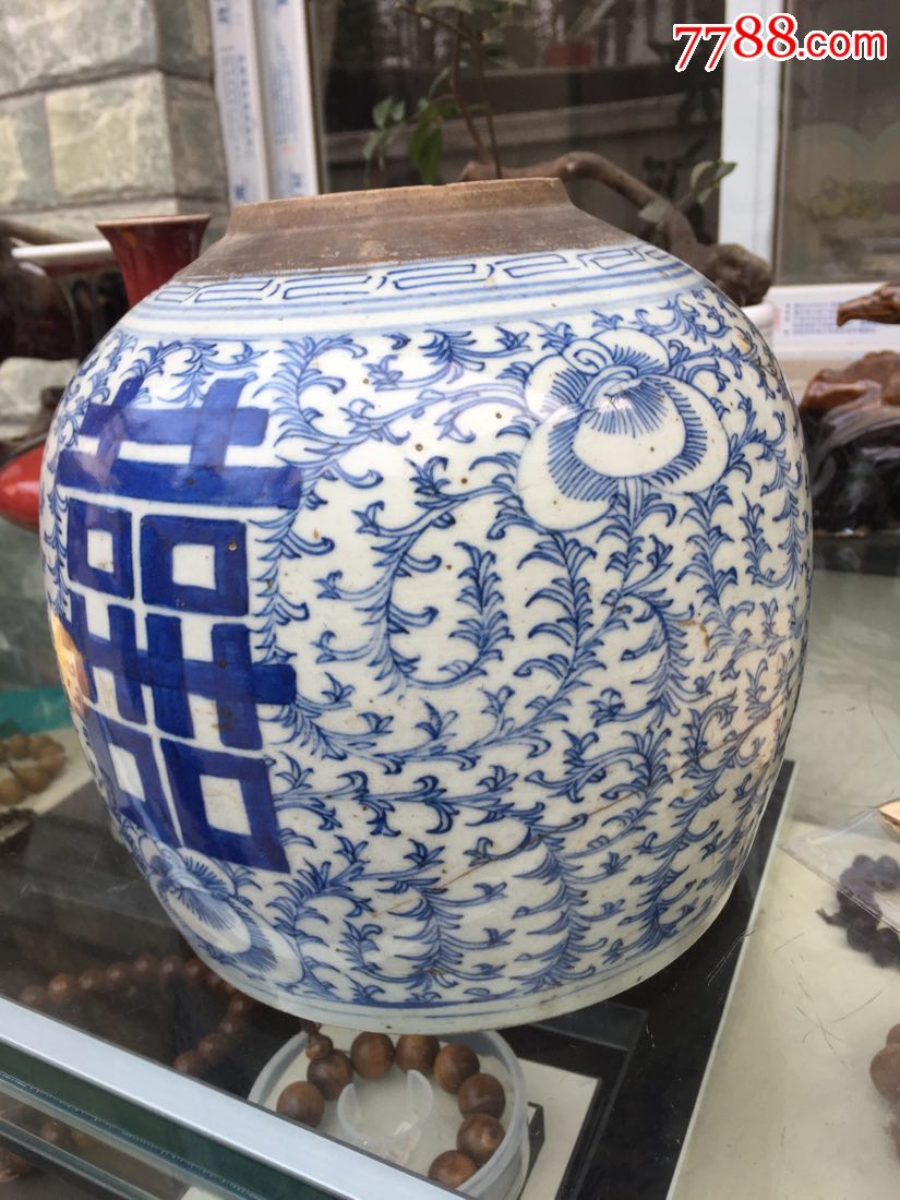 青花喜字罐-se56799636-青花瓷-零售-7788收藏__收藏