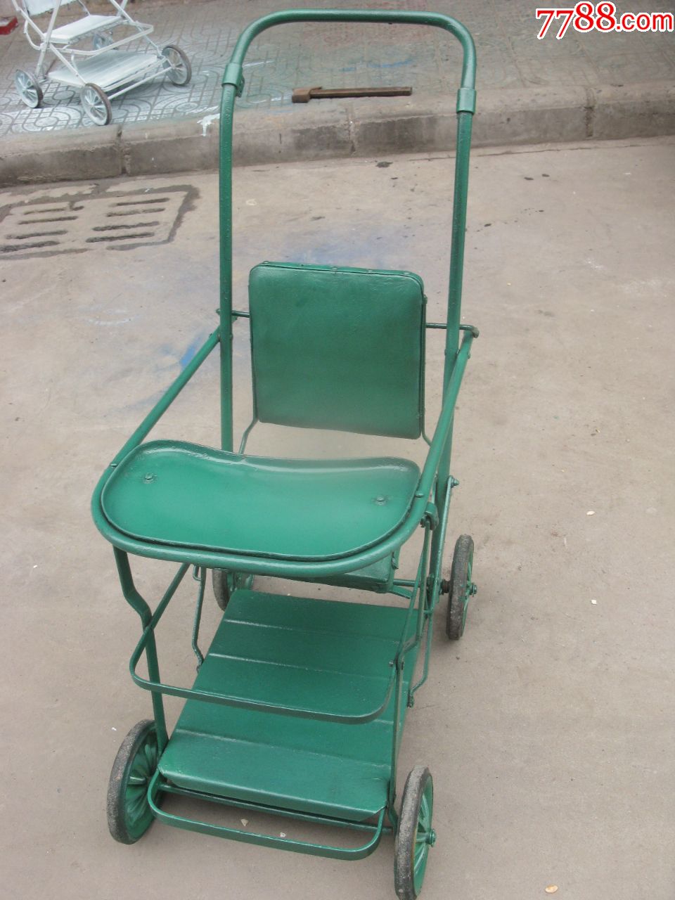 70-80年代.铁制折叠手推儿童车.婴儿车90.5*54*40cm