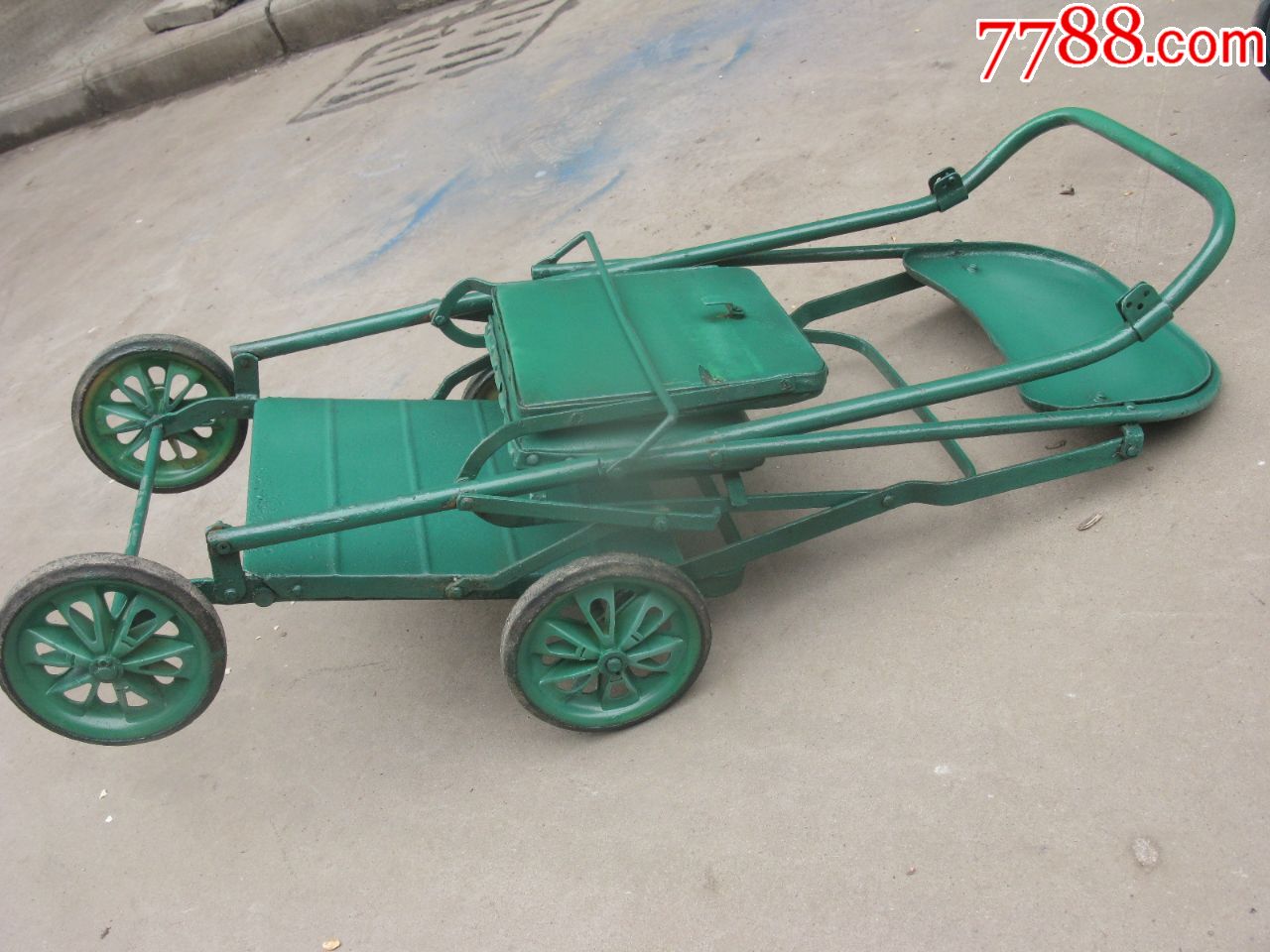 70-80年代.铁制折叠手推儿童车.婴儿车90.5*54*40cm