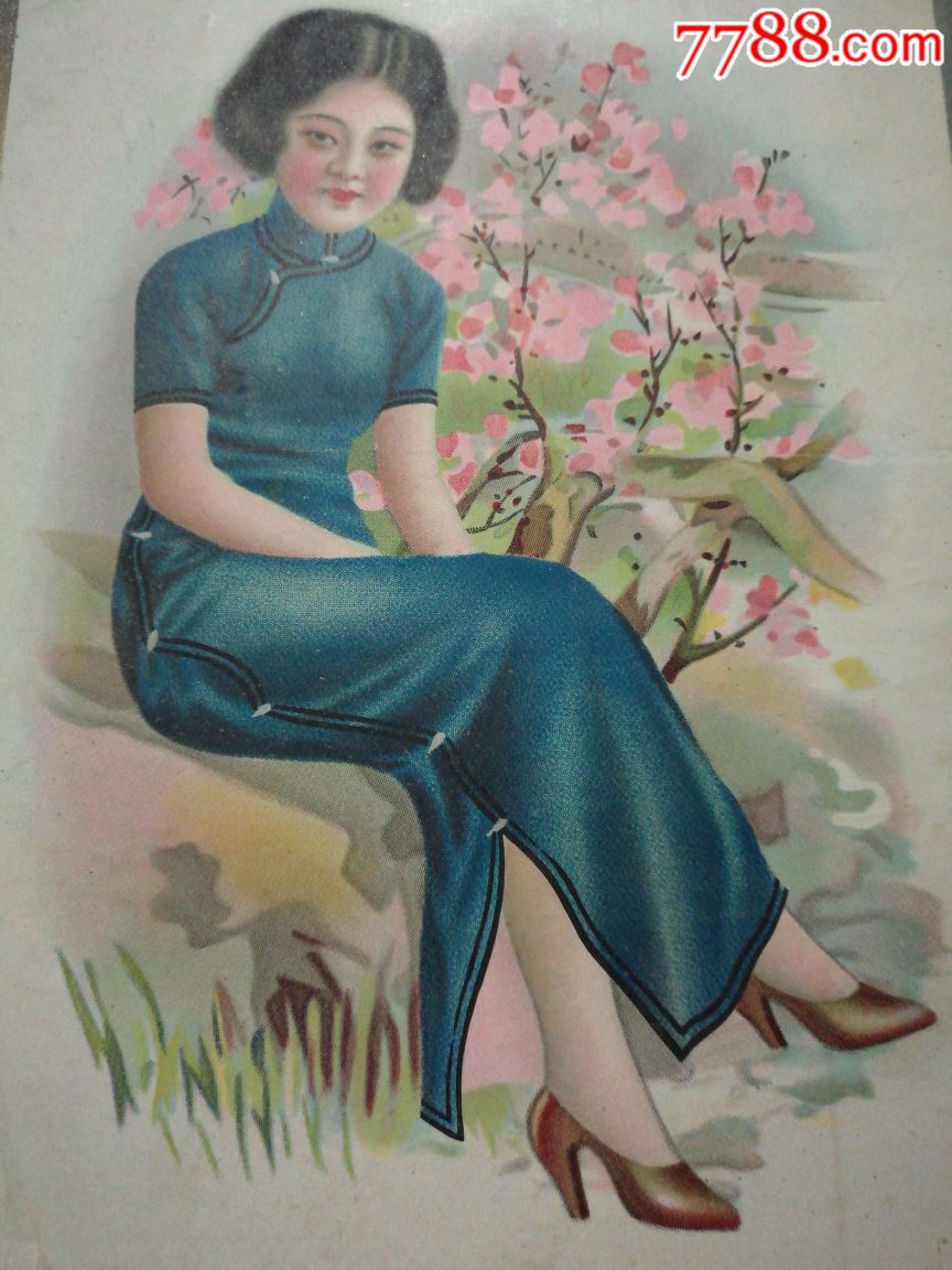 民国旗袍美女画广告