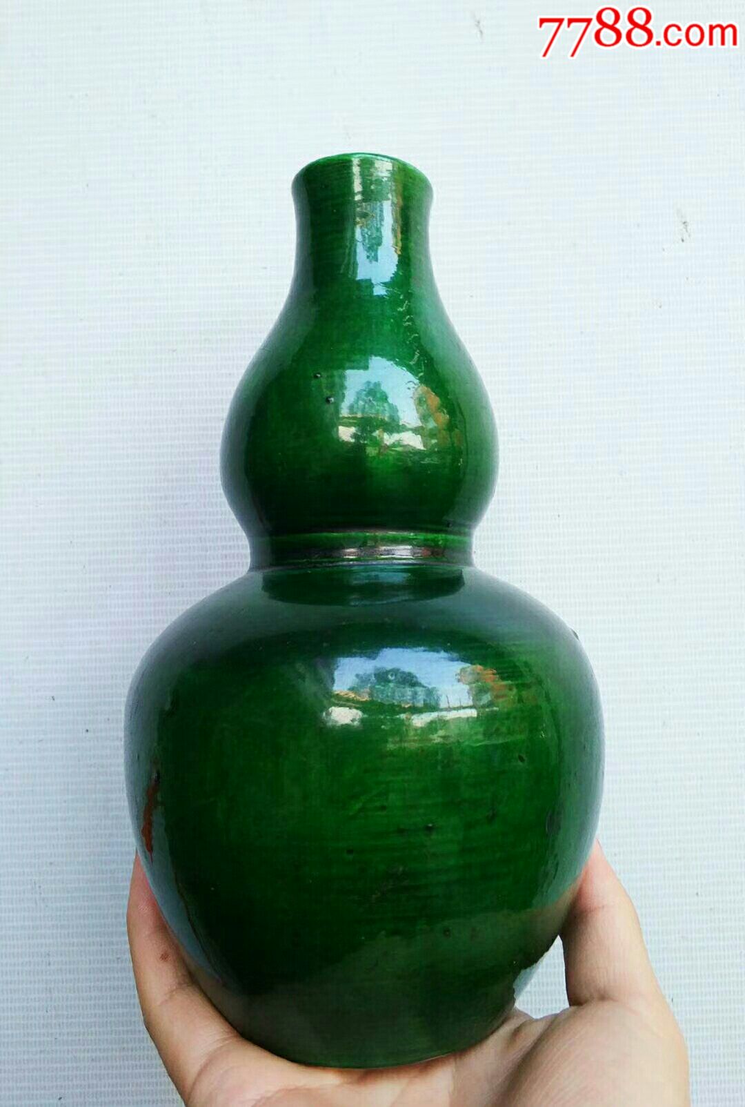清代绿釉葫芦瓶,造型精致,釉色一流,高20厘米,_绿釉瓷_第2张_7788小人