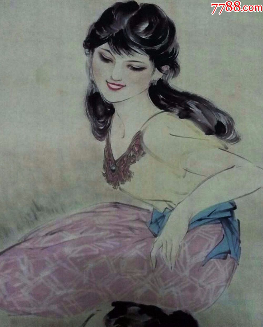 刘继卣,人物国画一幅(老旧,画的好,由于书画难以定论