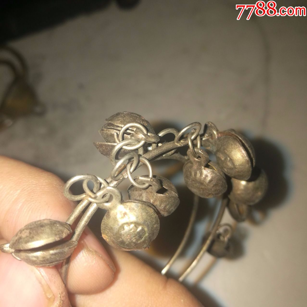 银饰一对手饰银铃铛银器古代小孩辟邪挂件包老