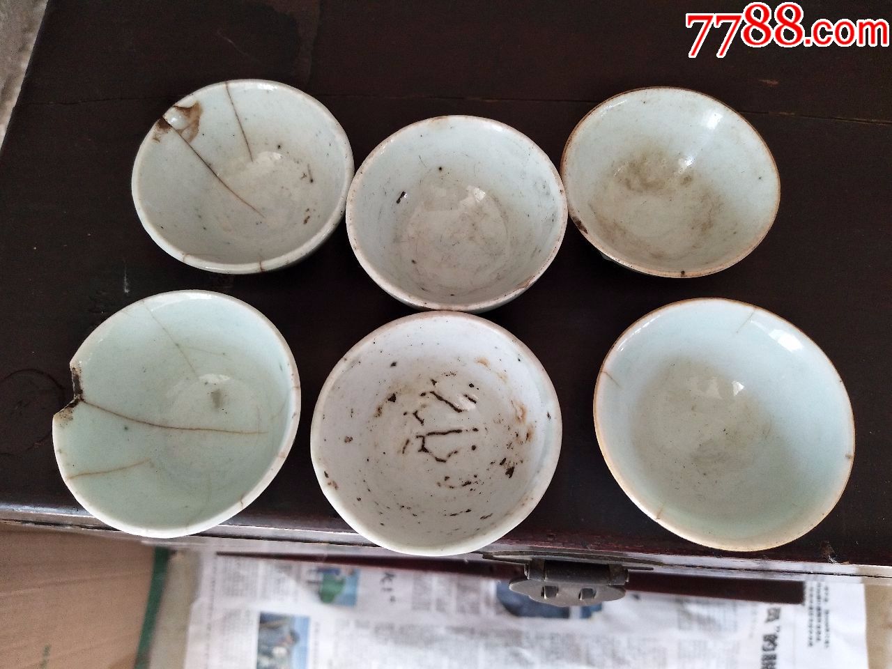 古董古玩瓷器民俗清朝豆青釉功夫茶杯子小酒杯豆绿鸭蛋绿小杯子bte6