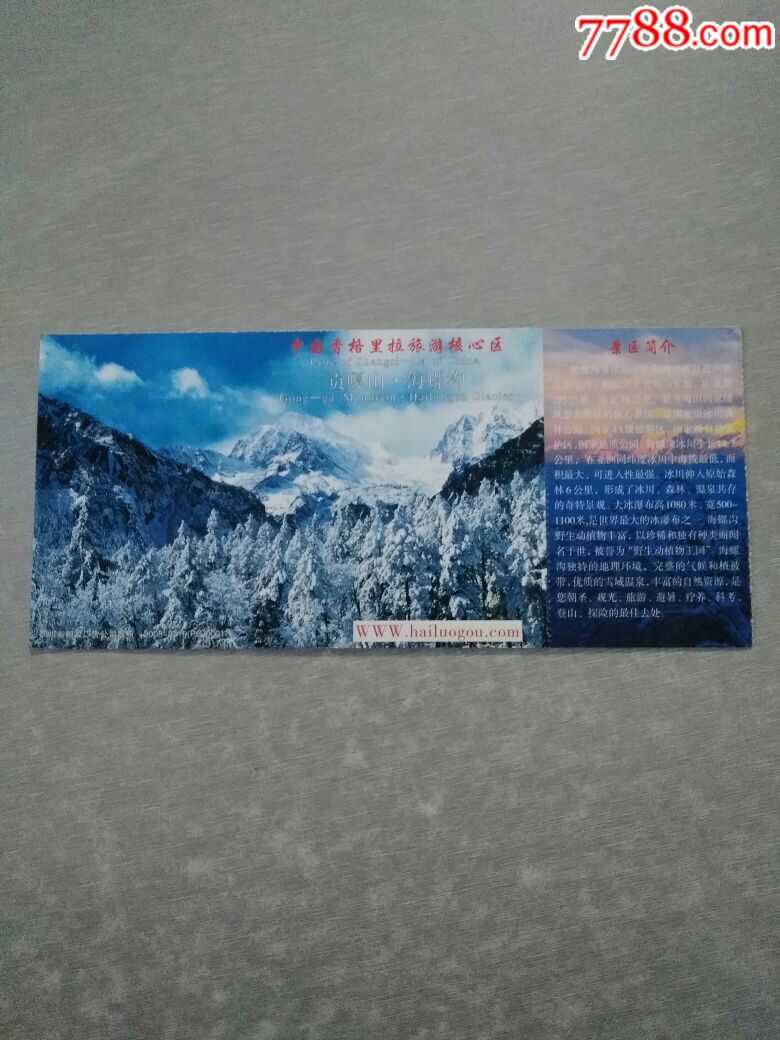 海螺沟冰川森林公园门票(马片)贰元票
